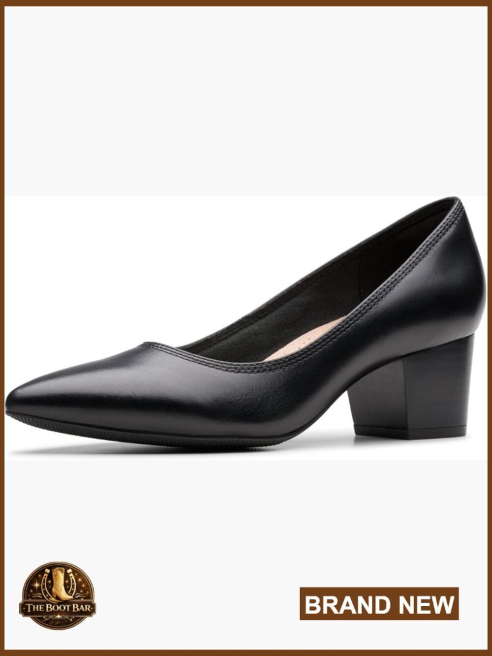 Premium leather block heel pumps with cushioning for party wear